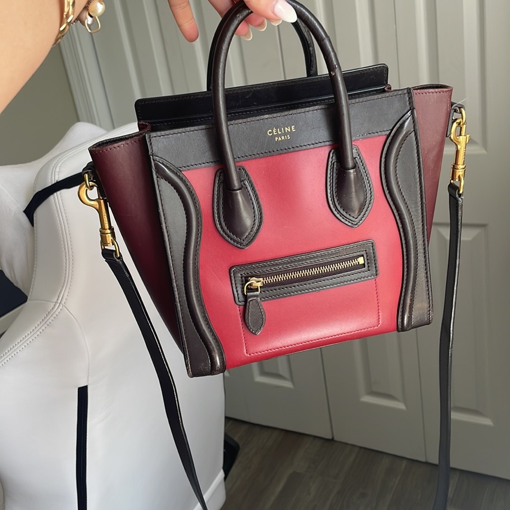 Celine nano luggage leather handbag